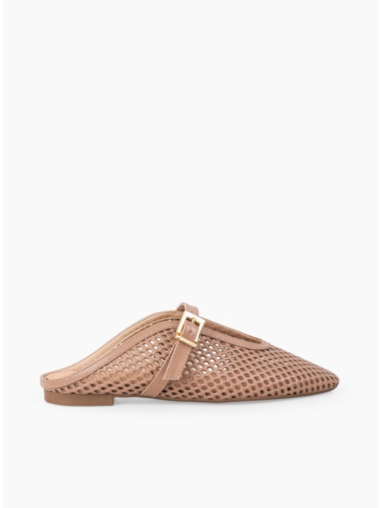 Mule Couro Vazado Nude