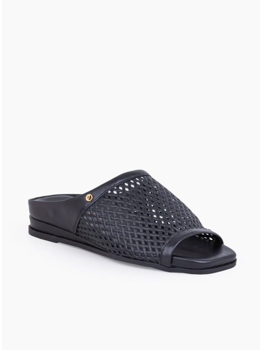 Papete Vazada Couro Preto