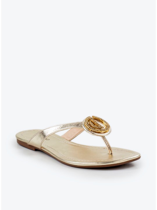 Rasteira Chinelo Ouro Light Strass