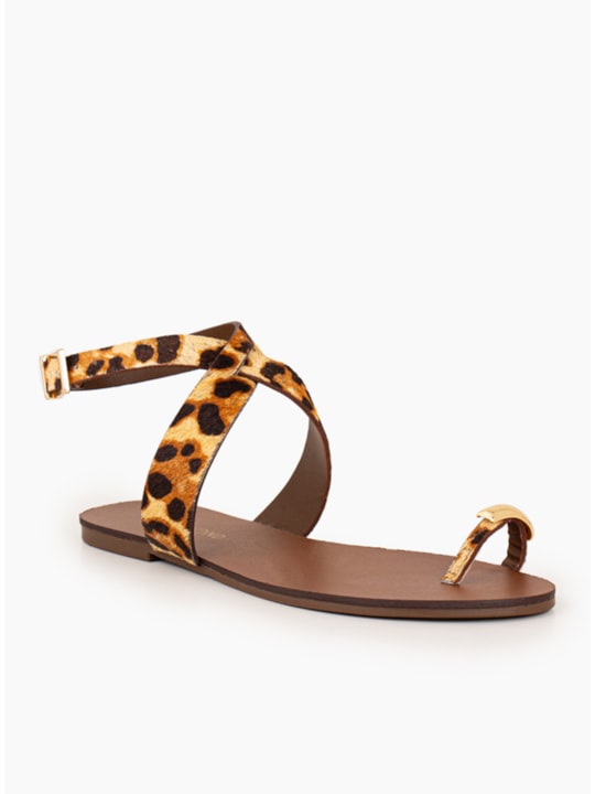 Rasteira Feminina Pelo Onça Animal Print