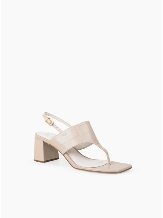 Sandália Off White Couro Maxi Croco Salto Bloco