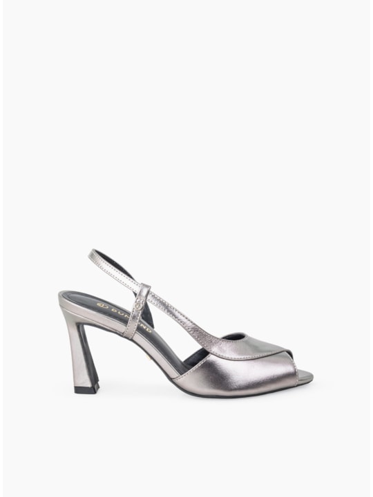 Sandália Peep Toe Inox Couro