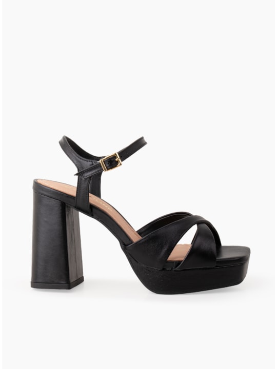 SANDALIA SALTO NAPA SEDA PRETO