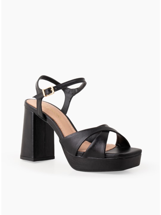 SANDALIA SALTO NAPA SEDA PRETO