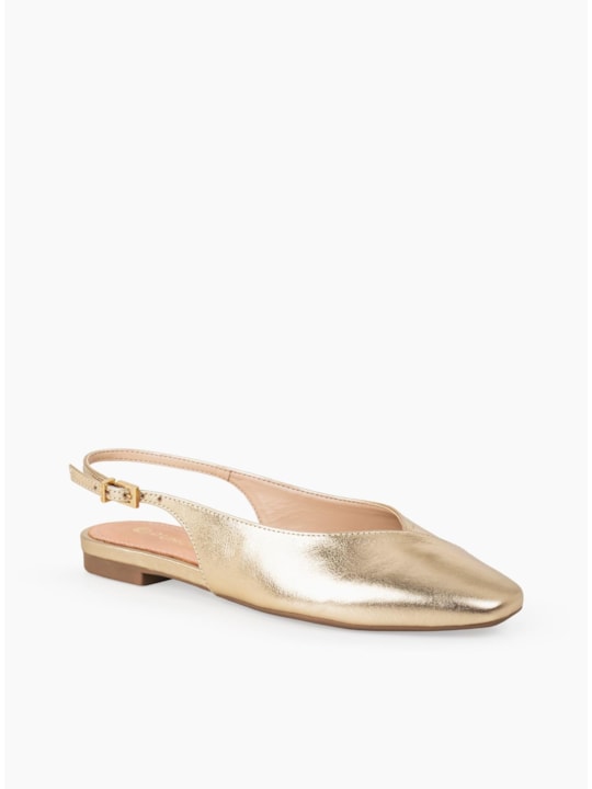 Sapatilha Couro Metalizado Ouro Light Slingback