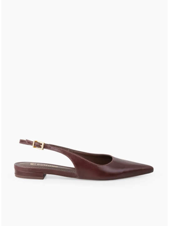Sapatilha Couro Pinhão Slingback Bico Fino