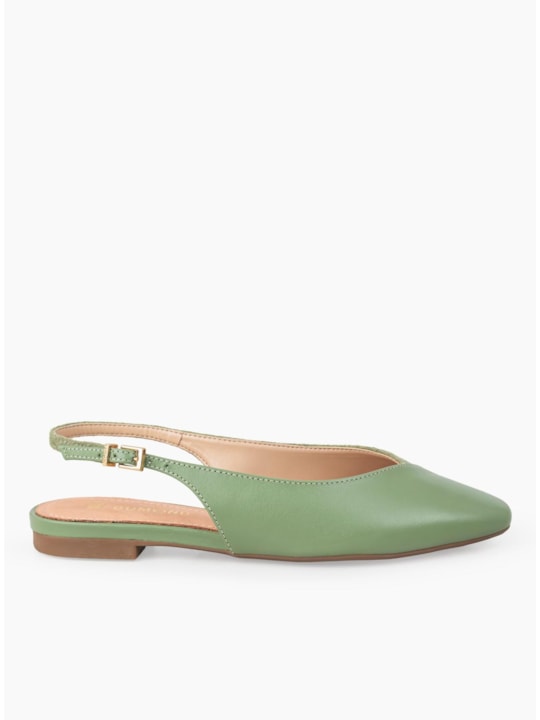 Sapatilha Couro Pistache Slingback