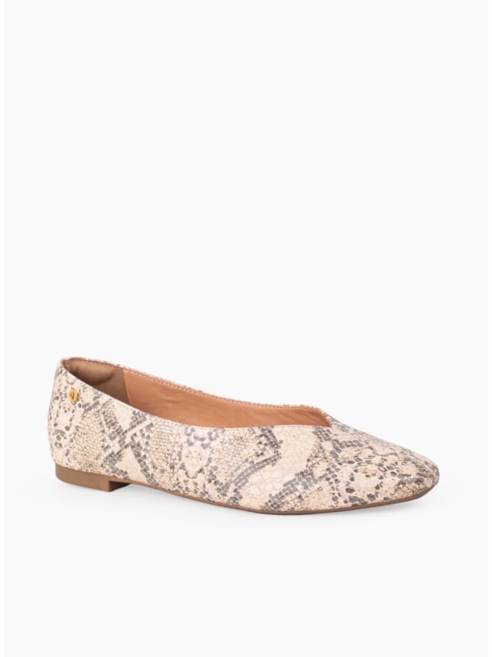Sapatilha Couro Snake Sand Bico Quadrado