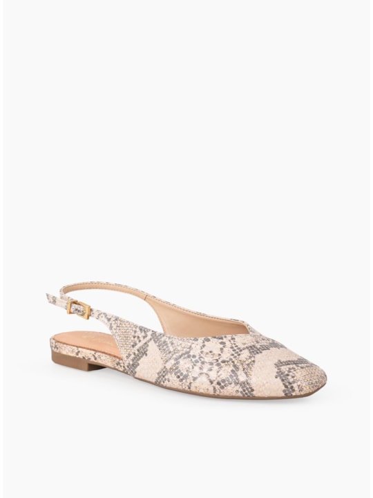 Sapatilha Couro Snake Sand Slingback