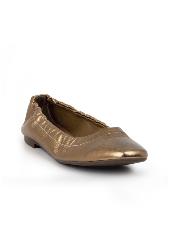Sapatilha Feminina Couro Metalizado Bronze