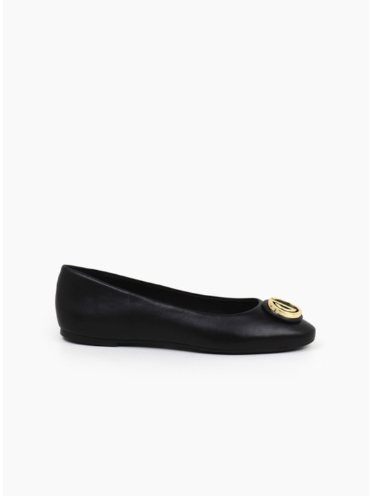 Sapatilha Feminina Couro Preto Bico Redondo