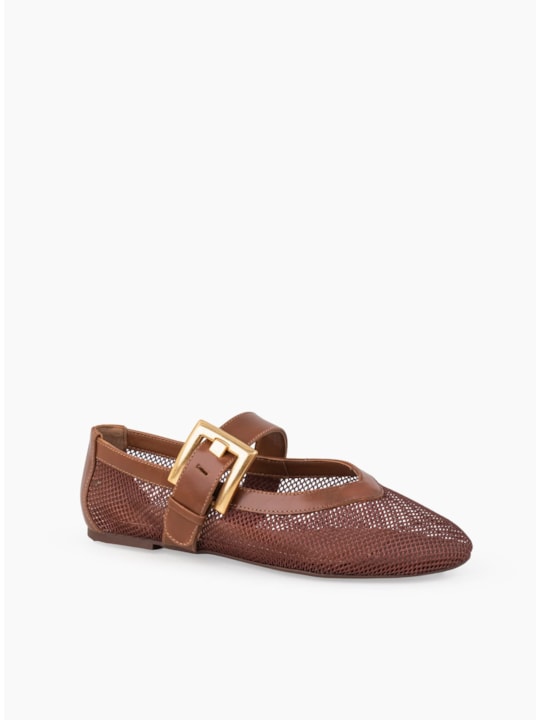 Sapatilha Feminina Tela Whisky Fivela