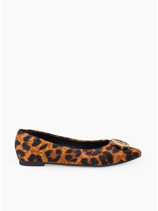 Sapatilha Pelo Leopardo Bico Fino