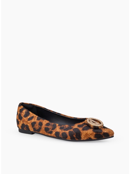 Sapatilha Pelo Leopardo Bico Fino