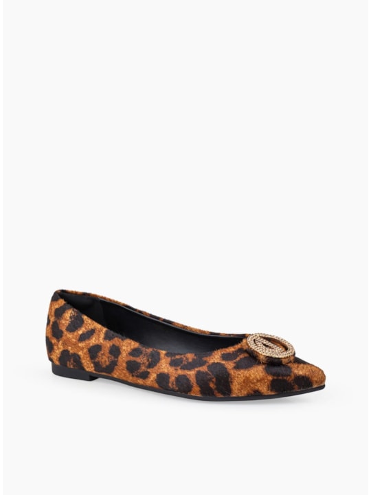 Sapatilha Pelo Leopardo Bico Fino