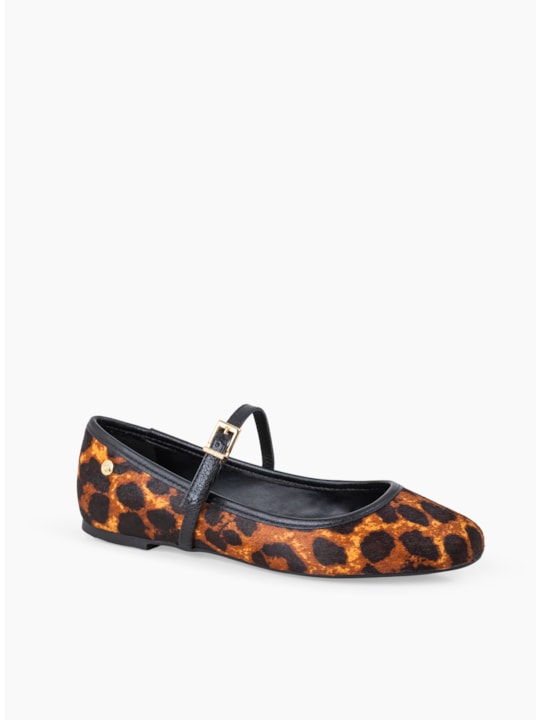 Sapatilha Pelo Leopardo Couro