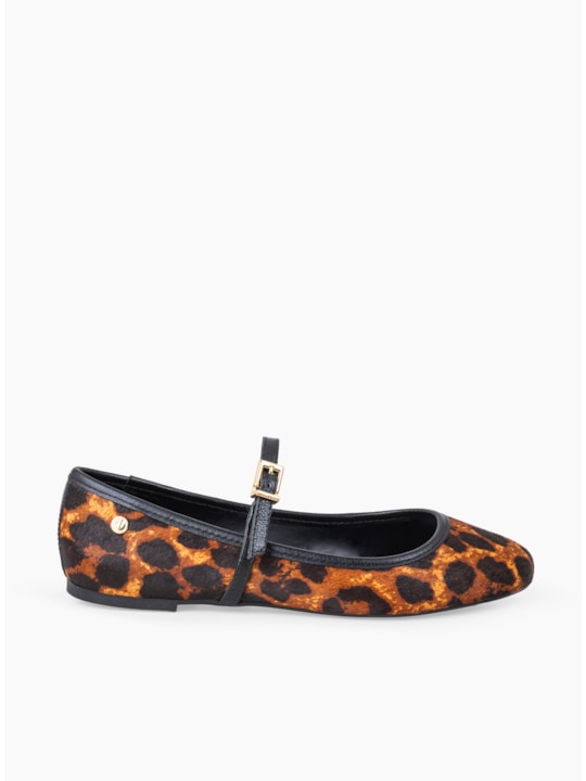 Sapatilha Pelo Leopardo Couro