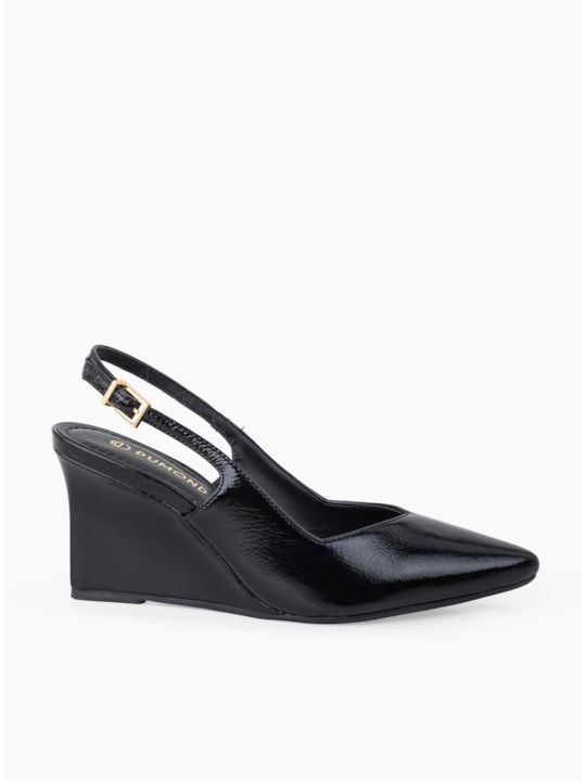 Scarpin Cunha Couro Verniz Preto