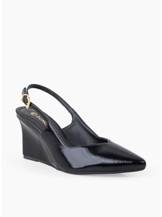 Scarpin Cunha Couro Verniz Preto