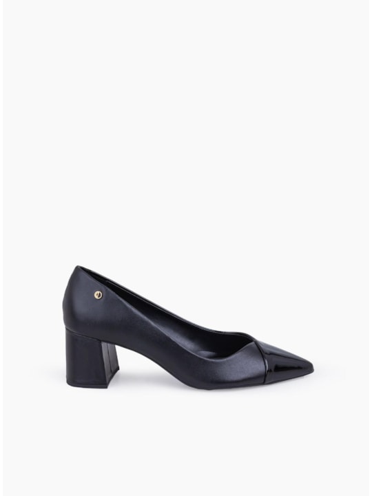 Scarpin Preto Couro/Vz Bico Fino
