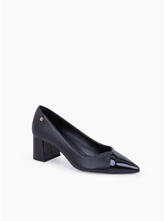 Scarpin Preto Couro/Vz Bico Fino