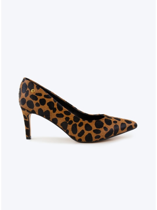 SCARPIN SALTO MÉDIO BICO FINO ANIMAL PRINT