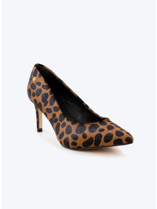 SCARPIN SALTO MÉDIO BICO FINO ANIMAL PRINT