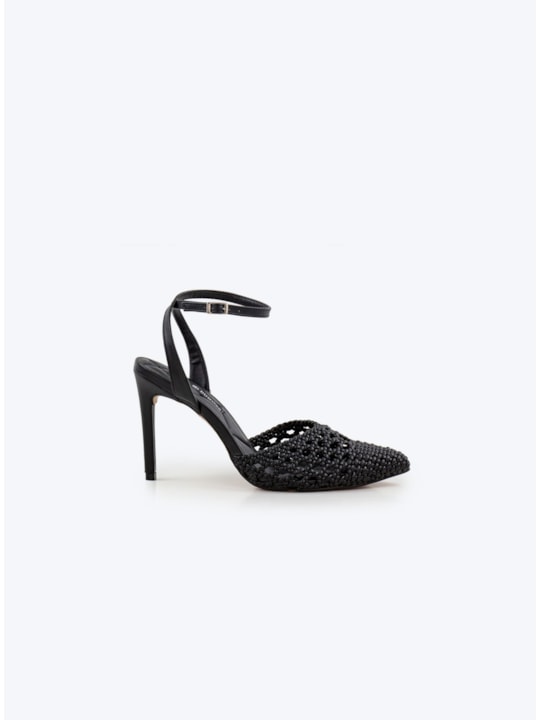 Scarpin Slingback Trançado Salto Alto