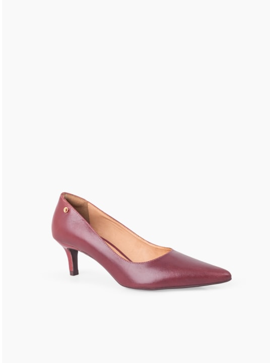 Scarpin Uva Couro Salto Fino