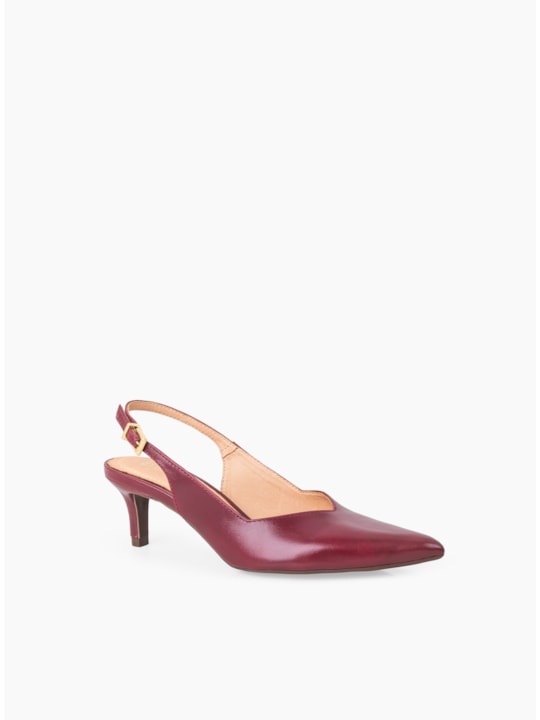 Scarpin Uva Couro Salto Fino Slingback