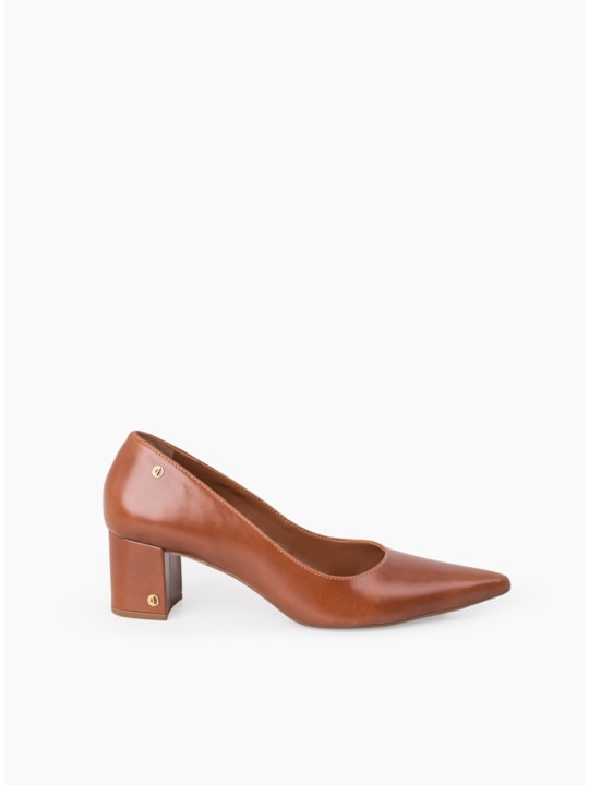 Scarpin Whisky Couro Salto Bloco