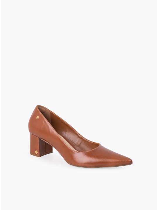Scarpin Whisky Couro Salto Bloco