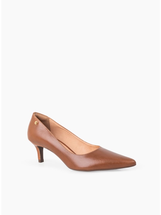 Scarpin Whisky Couro Salto Fino