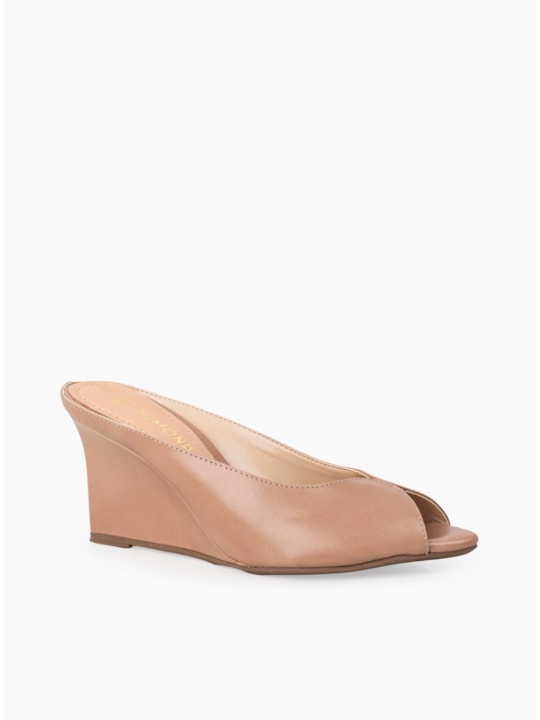 TAMANCO ANABELA PEEP TOE COURO NUDE