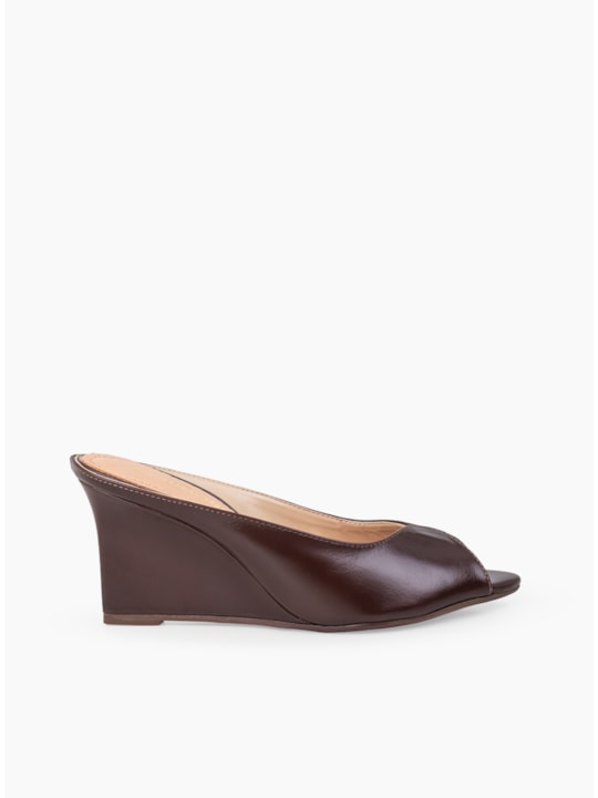 TAMANCO ANABELA PEEP TOE COURO PINHÃO