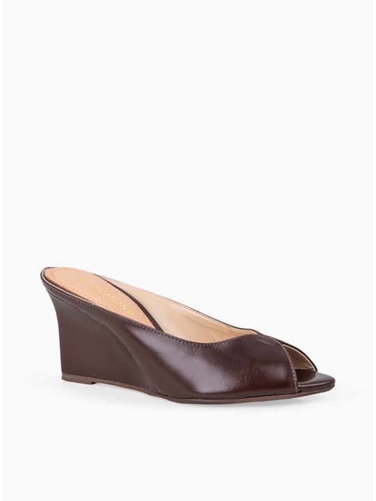 TAMANCO ANABELA PEEP TOE COURO PINHÃO