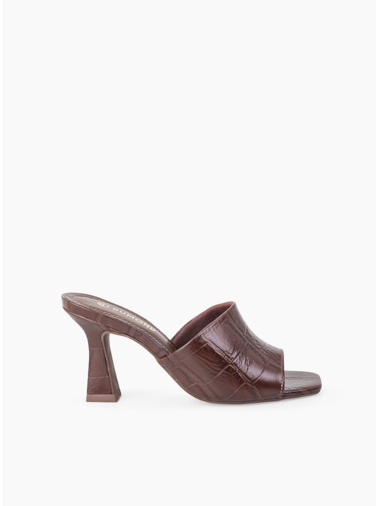 Tamanco Brown Couro Maxi Croco