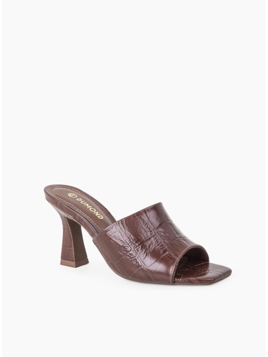 Tamanco Brown Couro Maxi Croco