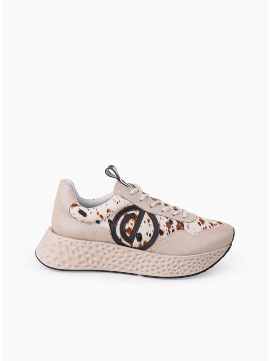 Tênis Chunky Pelo Animal Print Bege