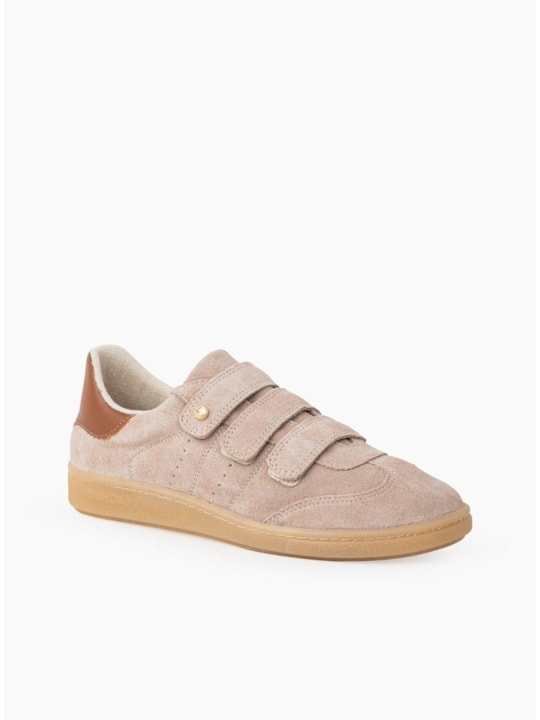 Tênis Couro Areia Velcro Sola Crepe