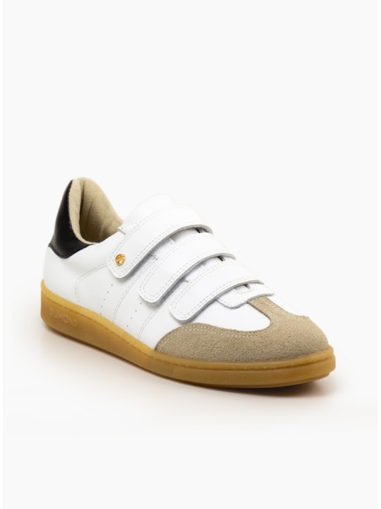 Tênis Couro Branco Velcro Sola Crepe