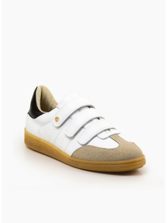 Tênis Couro Branco Velcro Sola Crepe