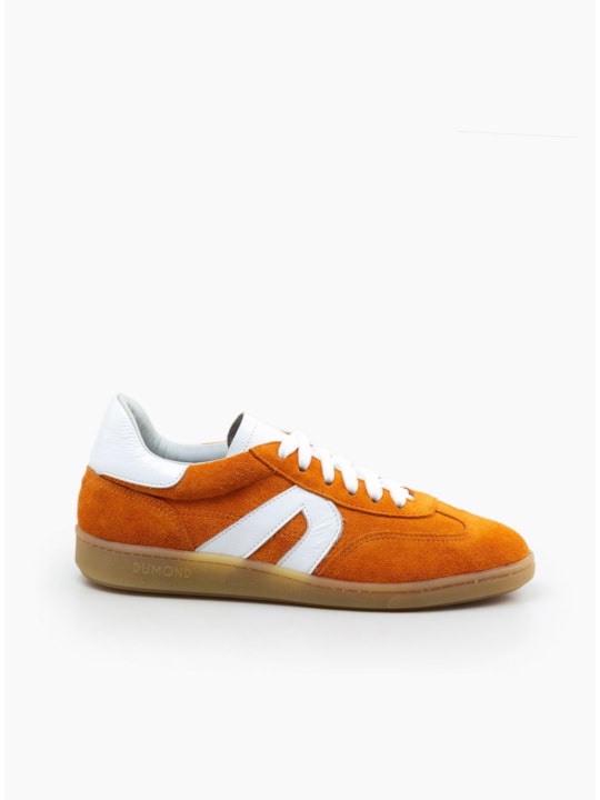 Tênis Couro Camurça Laranja Casual