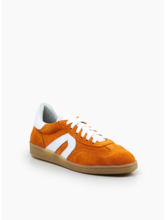 Tênis Couro Camurça Laranja Casual