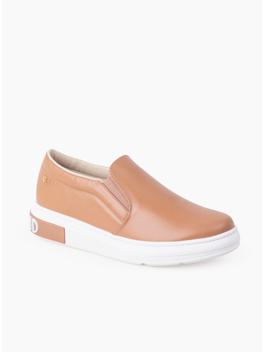 Tênis Slip On Couro Mocha Feminino