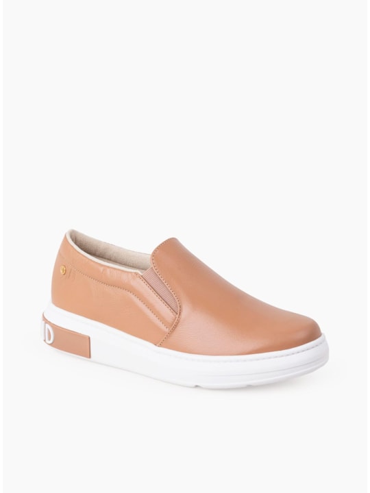 Tênis Slip On Couro Mocha Feminino