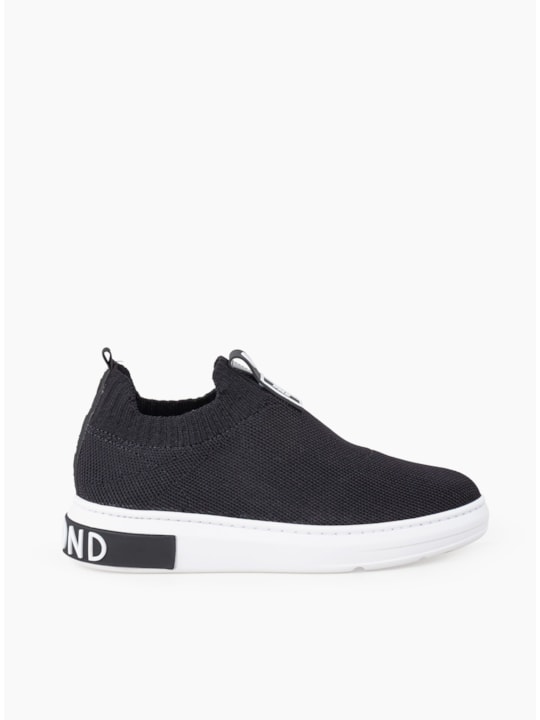 Tênis Slip On Preto Knit Sola Alta